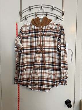 American Eagle Super Soft Plaid Button-Down Hooded Flannel